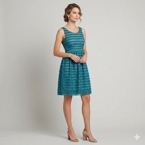 Mystic Teal Striped Midi Dress